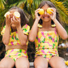 Detail Shot of Shade Critters Summer Lemonade Girls Cute High Waist Smocked Bikini