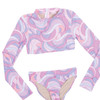 Shade Critters Swimwear Cute Candy Swirl Girls Cropped Long Sleeve Rash Guard Set