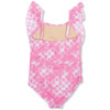 Alt Shot of Shade Critters Cute Bubblegum Pink Eyelet Girls Ruffle Shoulder One Piece Swimsuit