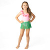 Detail of Light Pink Girls Hula Girl Lei One Piece & Fringe Skirt Swim Set 3-10