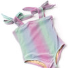 Detail of Ocean Ombre Girls Shimmer Bunny Tie One Piece Swimsuit 2-10