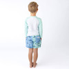 Shade Critters Detail of  Swimsuit Coastal Colorblock Boys 4 Way Stretch Swim Trunks 6m-10