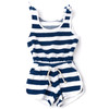 Shade Critters Navy Stripe Terry Girls Active Romper 3-14