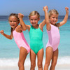 Detail of Pink Girls Crinkle Textured One Shoulder One Piece Swimsuit 3-14
