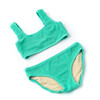 Shade Critters Front View of Swimsuit Green Girls Crinkle Textured Bikini on Model