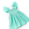 Detail of Mint Gauze Girls Smocked Flutter Sleeve Dress 3-14