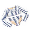 Detail of Nautical Stripe Girls Lace Up Cropped Rashguard Swim Set 4-14