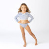 Shade Critters Swimsuit Nautical Stripe Girls Lace Up Cropped Rashguard Swimwear on model