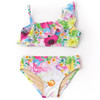 Shade Critters Watercolor Floral Girls One Shoulder Ruffle Bikini 4-14