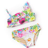 Detail of Watercolor Floral Girls One Shoulder Ruffle Bikini 4-14