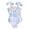 Children's Bathing Suit By Shade Critters Tropical Blues Girls Smocked One Piece Swimsuit 6m-10