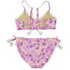 Shade Critter Purple Ditsy Floral Girls Crochet Tie Back Two Piece Swimsuit Back View