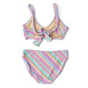 Best Kids Swimwear Brand Shade Critters Diagonal Stripe Girls Shimmer Tie Back Two Piece Swimsuit 4t-14