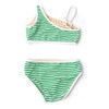 Best Kids Swimwear Brand Shade Critters Green Stripe Girls Ribbed One Shoulder Two Piece Swimsuit 4t-14
