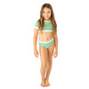 Kids Swim Brand Shade Critters Green Stripe Girls Ribbed Cropped Short Sleeve Two Piece Swimsuit 4t-14