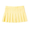 Front View: A front view of the Butter Yellow Girls Pleated Active Skirt by Shade Critters, showing the crisp pleats and smooth butter-yellow fabric.