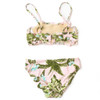 Full front flat lay of the Shade Critters two-piece set displaying the vibrant tropical foliage print across both pieces.