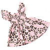 Girls leopard print smocked dress with ruffle sleeves and flowy silhouette, stylish kids summer outfit.
