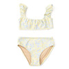 Girls butter blooms floral two piece swimsuit with ribbed texture and cap sleeve top, cute kids swimwear.