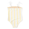 Girls pastel stripe one piece swimsuit with smooth finish and comfortable fit, trendy kids swimwear.