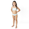 Tween girls seaside stripe two piece swimsuit with metallic finish and embroidered accent, trendy kids swimwear.