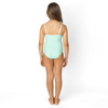 Girls striped one piece swimsuit with classic back and soft stretch fit, comfortable kids swimwear.