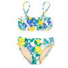 Shade Critters girls smocked bikini set in Santorini citrus print with lemons and florals, smocked two piece swimsuit and stylish kids swimwear.