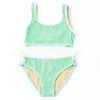 Shade Critters girls crinkle bikini set in mint green with side tie detail, textured two piece swimsuit and modern kids swimwear.