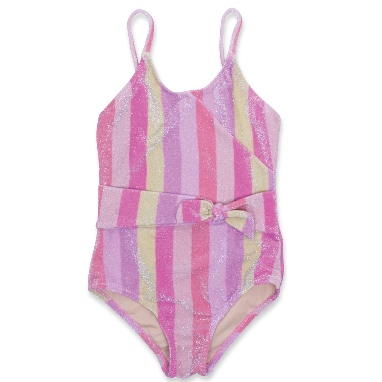 Rainbow Shimmer Stripe Girls One Piece Swimsuit 6m-10 Shade Critters