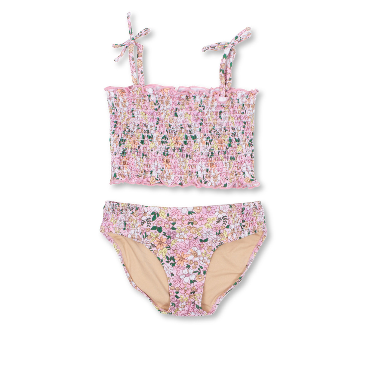Bikini Pink Critters 4-14 Shade Girls Smocked Ditsy - Floral
