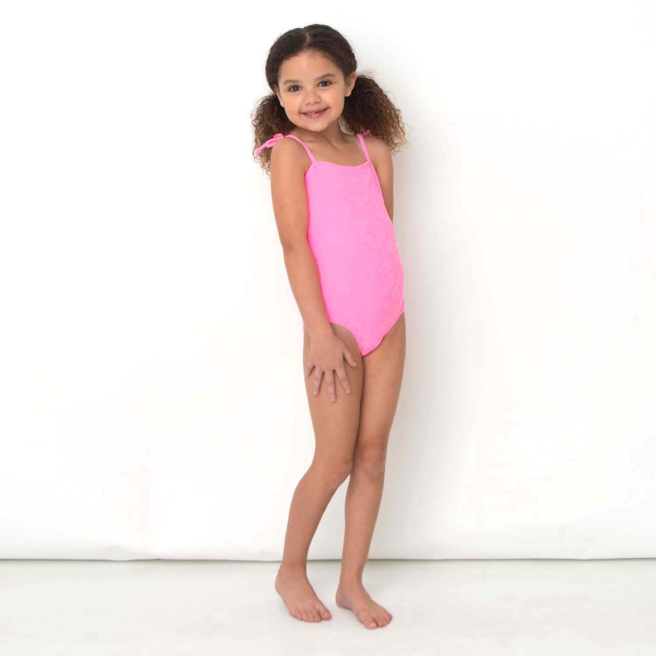 Pink Hibiscus Terry One Piece Swimsuit 6m-10 - Shade Critters