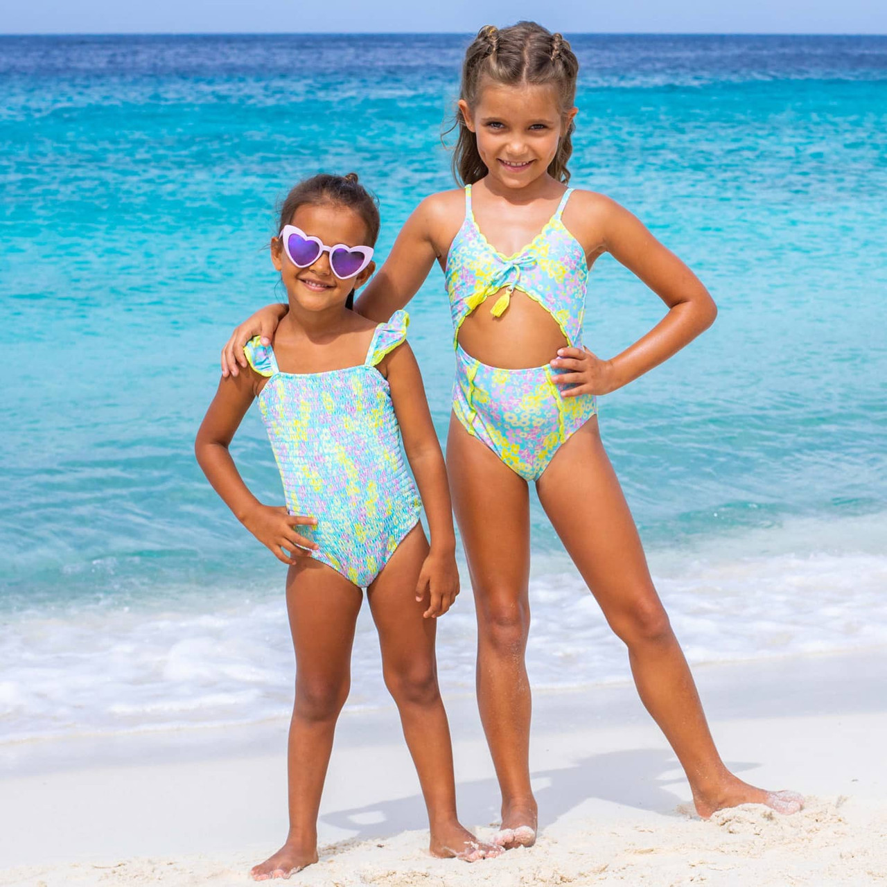 Crochet Floral Girls One Piece Swimsuit 4-14