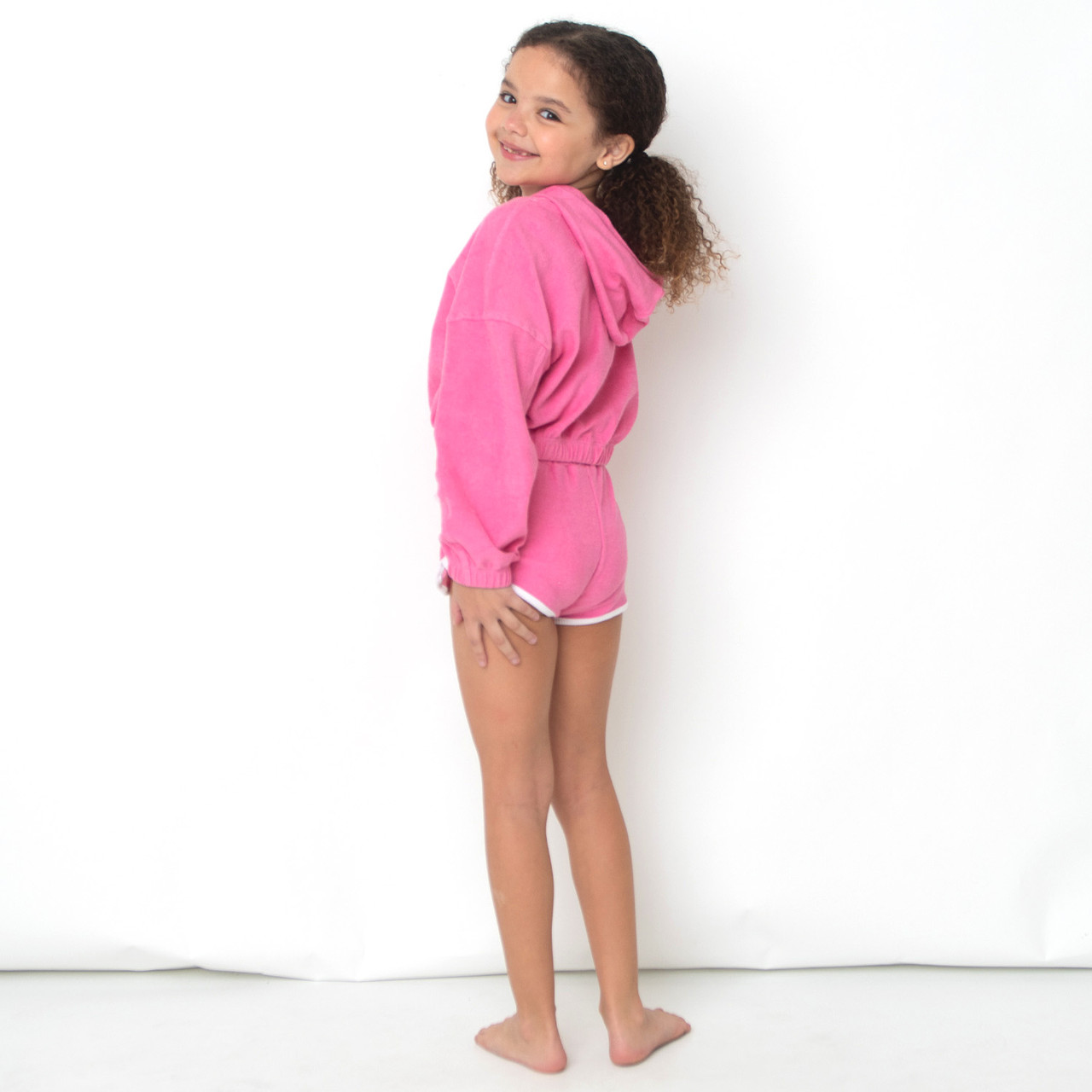 Pink Terry Girls Drawstring Short 3-14 - Shade Critters