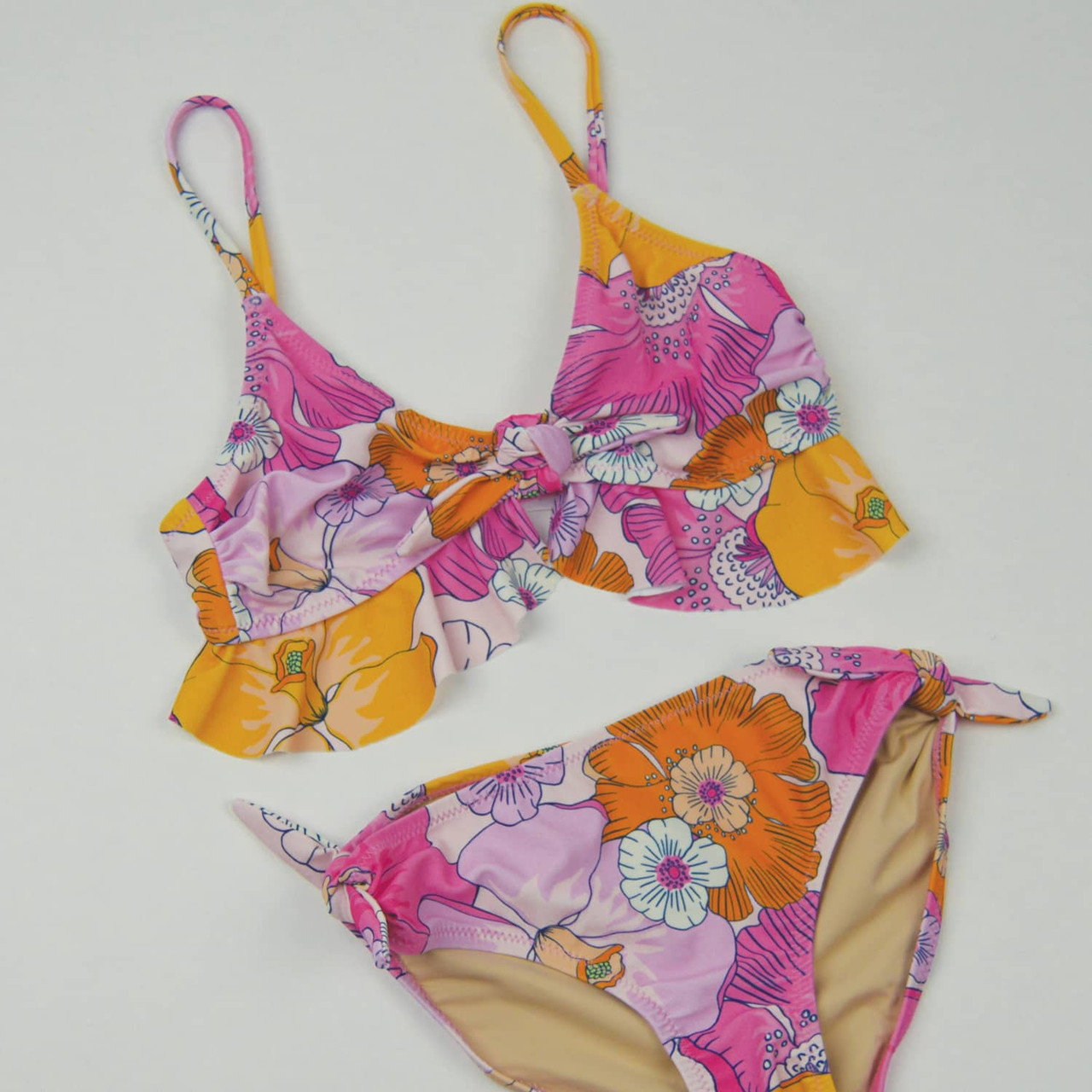 Blooming Hibiscus Girls Knot Bikini 7-14 - Shade Critters