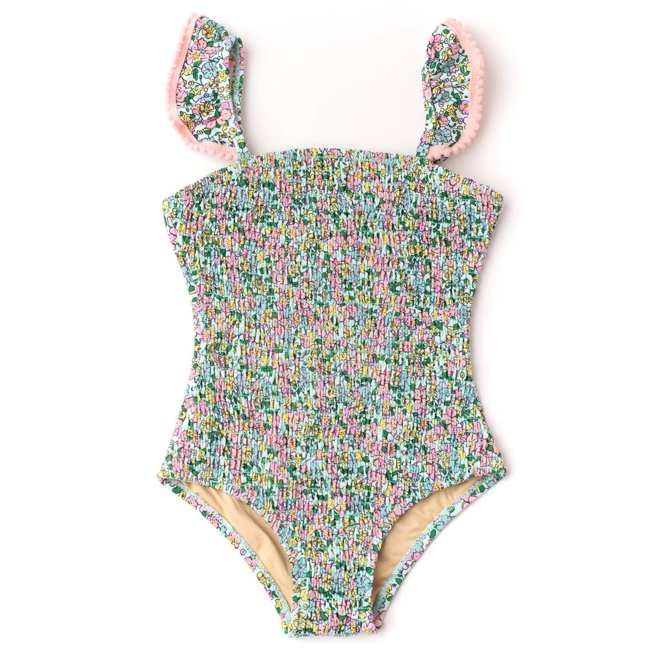 Mint Ditsy Floral Smocked One Piece Swimsuit (6m-18m only) - Shade