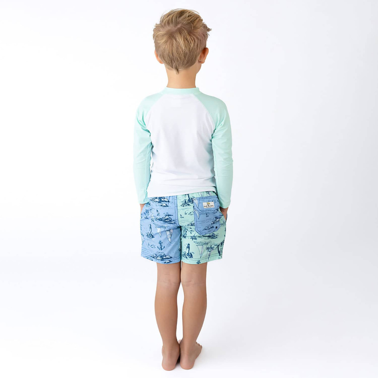 Coastal Colorblock Boys 4 Way Stretch Swim Trunks 6m-10