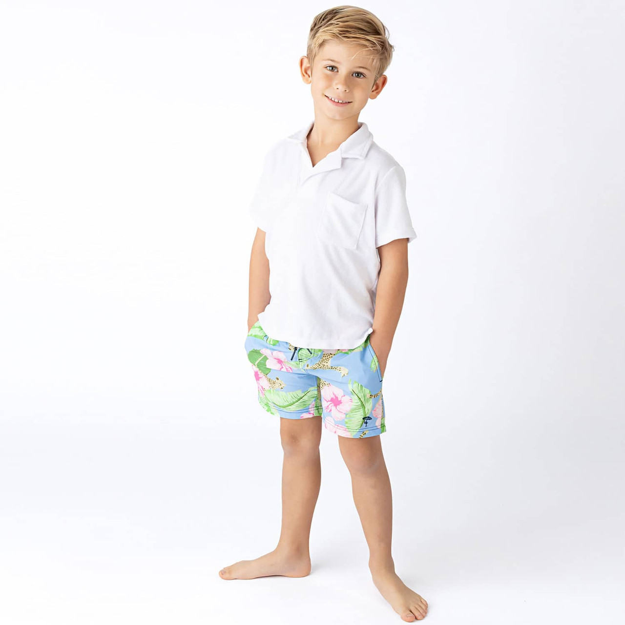 Botanical LeopardsBoys 4 Way Stretch Swim Trunks 6m-10