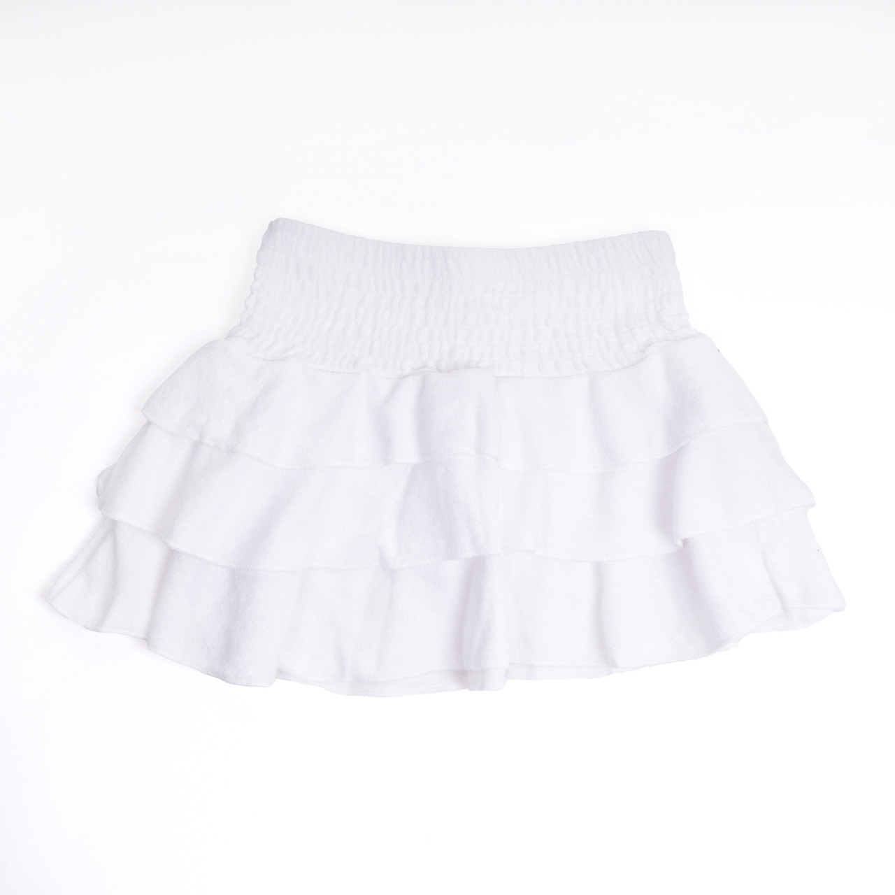 White Terry Girls Smocked Skirt 3-14 - Shade Critters