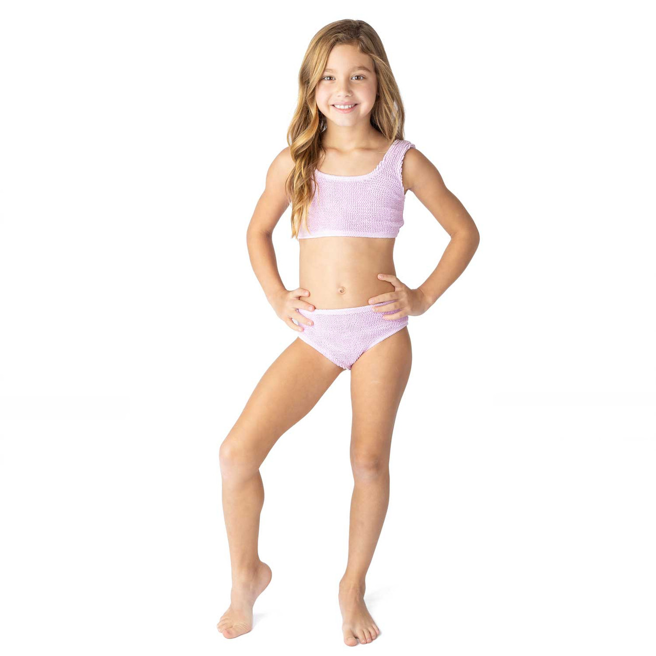 【ThreeTimes】 Baby shower swim top 2色 Lavender Crinkle Girls Two Piece Swimsuit 4t-14 - Shade Critters
