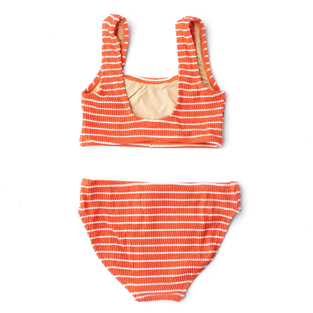Orange Stripe Girls Crinkle Two Piece Swimsuit 4t-14 - Shade Critters