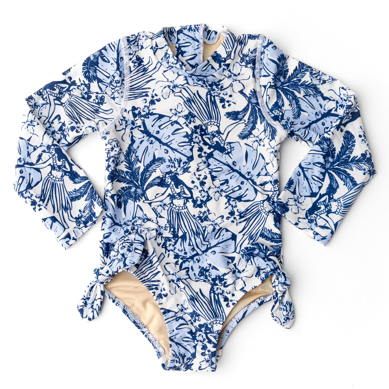 Tiki Tides Girls Long Sleeve One Piece Swimsuit 6m-10