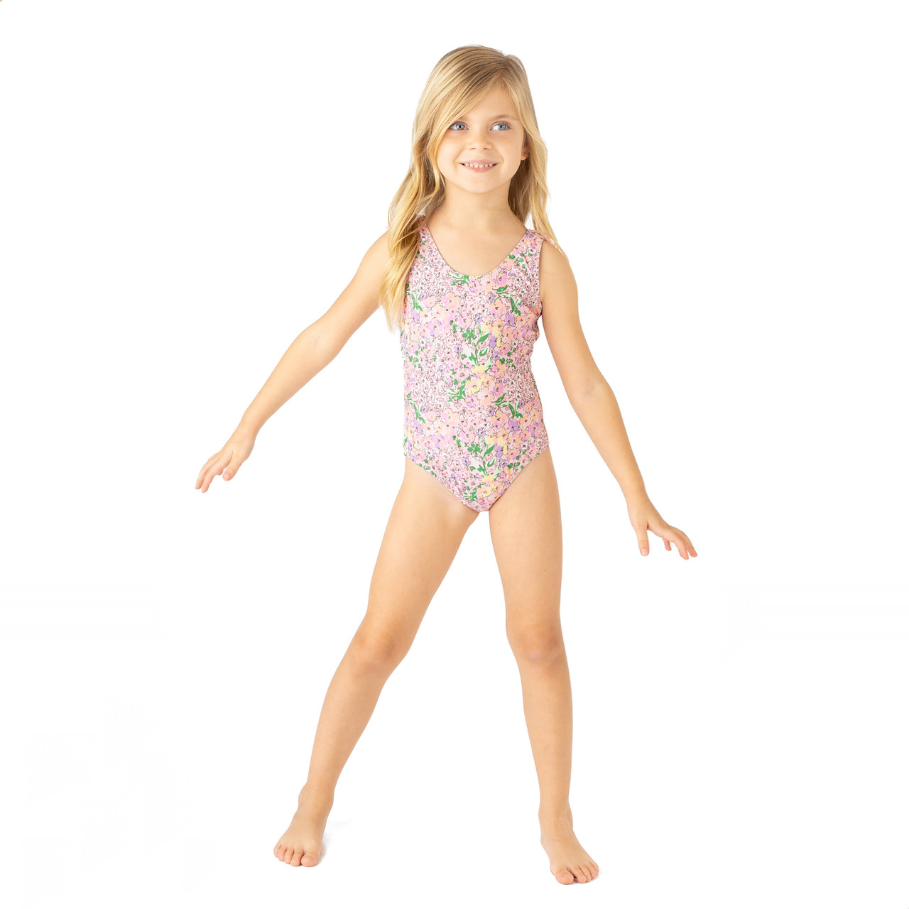 Petal Pink Girls Fringe Back One Piece Swimsuit 6m-14