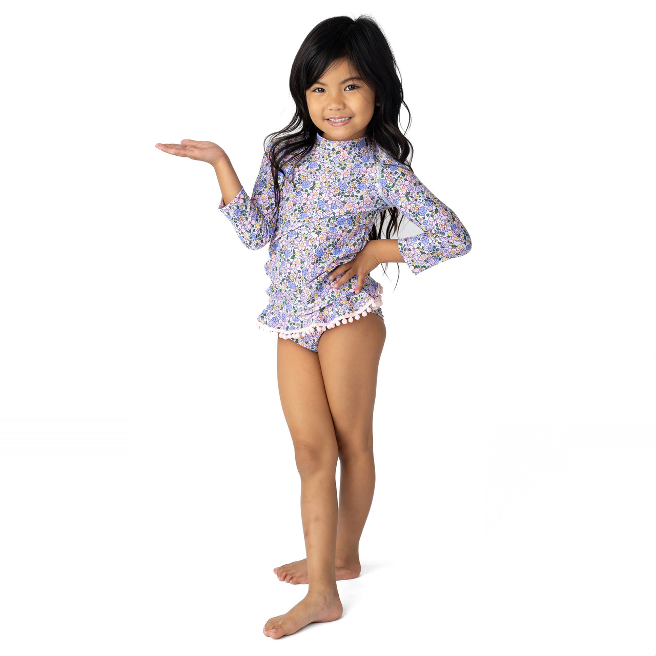 Blue Blossoms Girls Rashguard Swim Set 6m-6 - Shade Critters