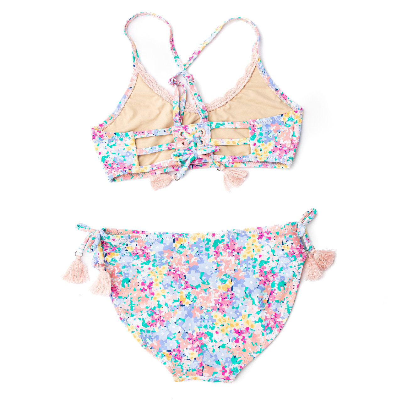 Spring Blooms Tween Girls Tie Back Two Piece Swimsuit 7-14