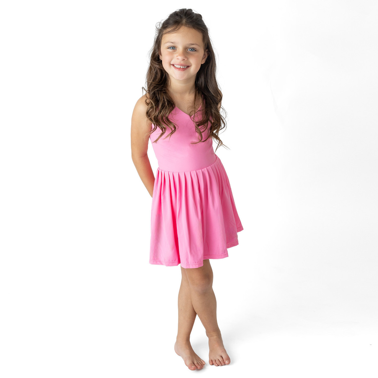 girls hot pink dress Atogsazn Princess Kids Casual Ruffle Sleeveless Dresses Fashion Birthday Wedding Clothes 06-Hot 6-7 Years, Kids Unisex Paint the town in hot pink With the Neriah Dress Girls' Hot Pink Pocket Twirl