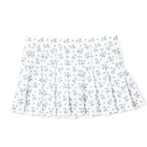 Cottage Floral Blue Girls Pleated Active Skirt 3t-14 - Shade Critters