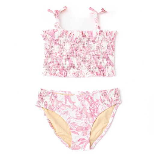Pink Paradise Girls Smocked Two Piece Swimsuit 4t-14 - Shade Critters