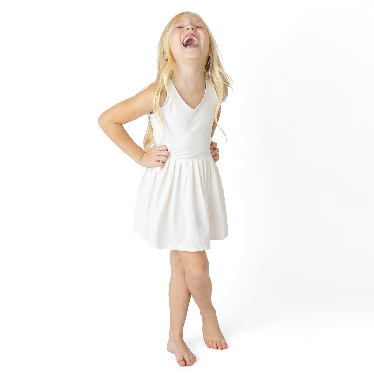 Shade Critters Girl's White Girls Pleated Active Dress 3t-14 YXL(14) Shade Critters Girl's White Girls Pleated Active Dress 3t-14 YXL(14)