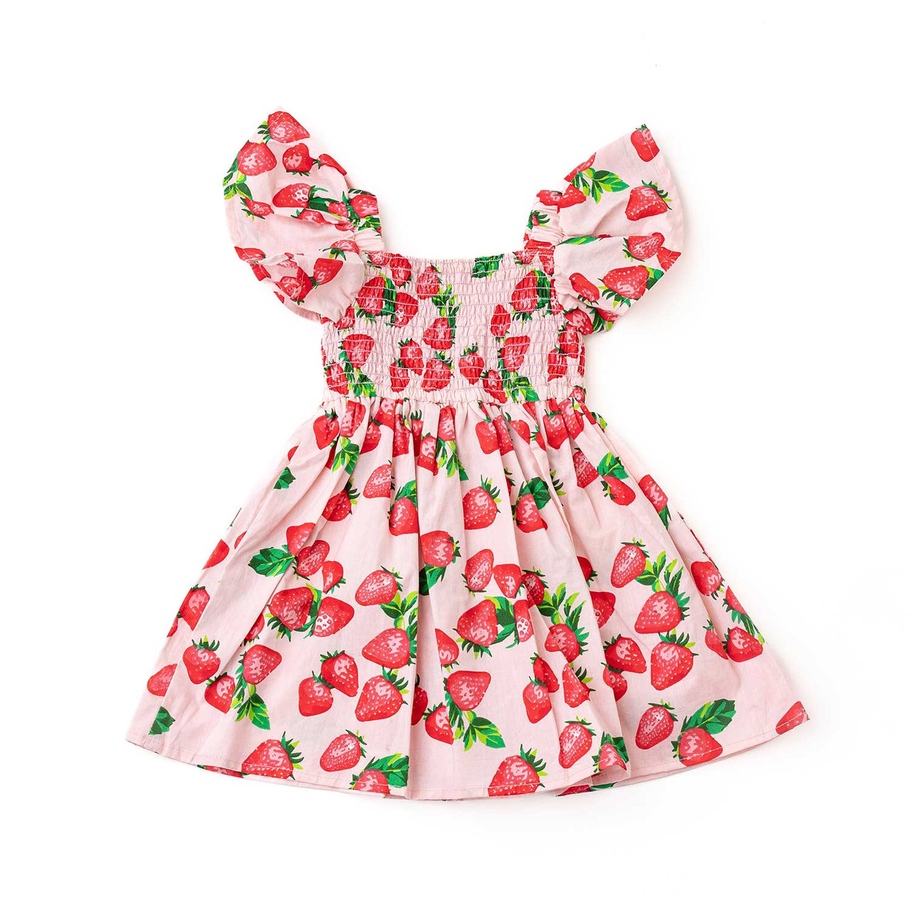 Strawberry Bliss Girls Cotton Smocked Dress 3t-14 - Shade Critters