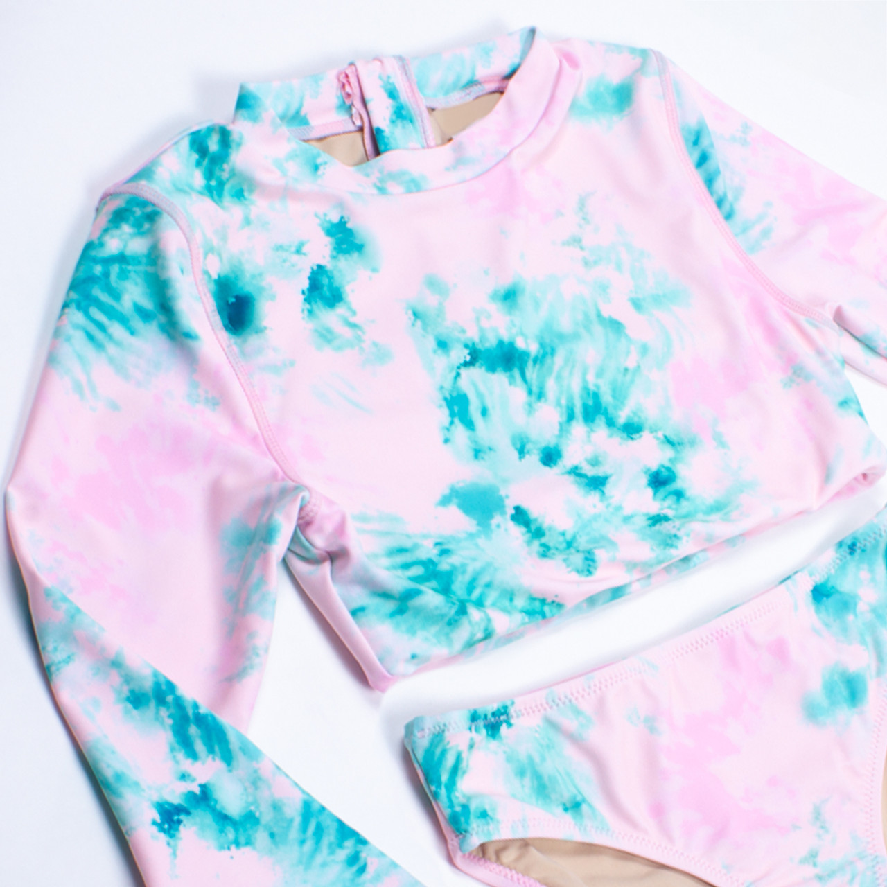 Tie Dye Top-stitching Two Piece UPF50+ Rash Guard